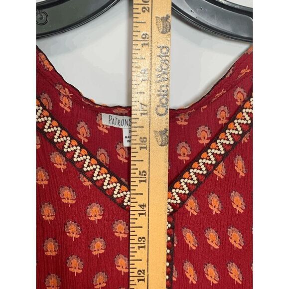 Patrons of Peace Women's Sangria Floral Embroidered Indian Tank Top Red Small - Picture 11 of 11